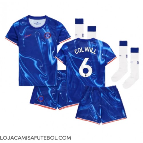 Camisa de Futebol Chelsea Levi Colwill #6 Equipamento Principal Infantil 2024-25 Manga Curta (+ Calças curtas)